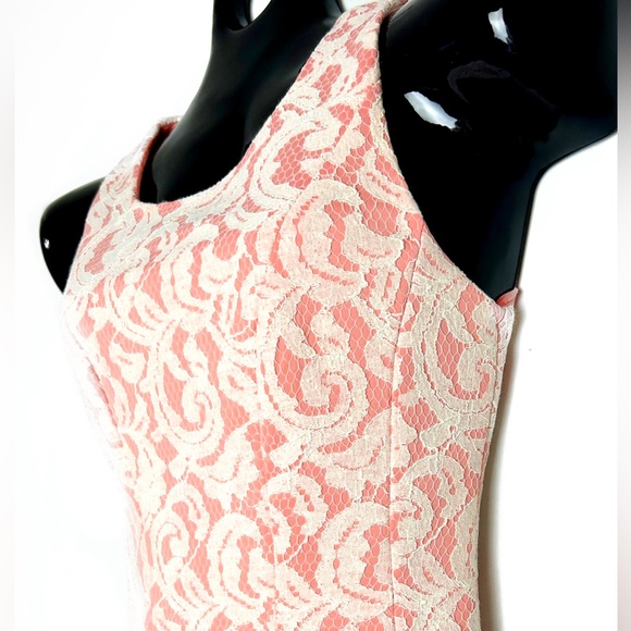 Pink and White Lace Midi Dress - Picture 10 of 10